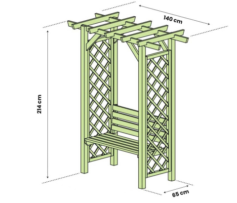 Pergola | Ogrodowa z ławką 214 x 140 x 65 cm Pergola | Ogrodowa z ławką 214 x 140 x 65 cm