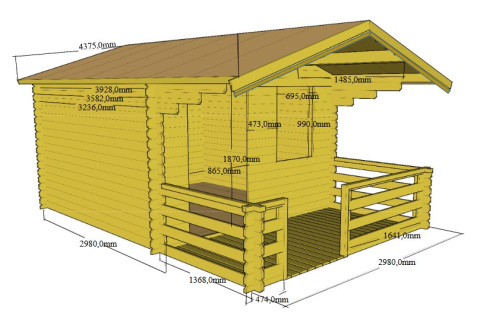 Domek | Kanada 2 ogrodowy 300 x 300 cm 28mm + podłoga 18mm , okiennica i taras 150 cm Domek | Kanada 2 ogrodowy 300 x 300 cm 28mm + podłoga 18mm , okiennica i taras 150 cm