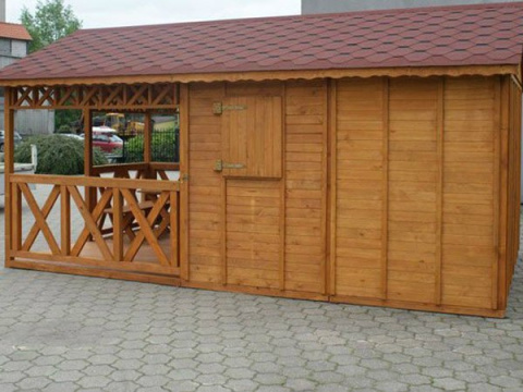 Domek ogrodowy | Michael 450 x 300 cm + Taras 225 cm Domek ogrodowy | Michael 450 x 300 cm + Taras 225 cm