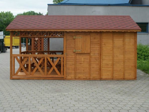 Domek ogrodowy | Michael 450 x 300 cm + Taras 225 cm Domek ogrodowy | Michael 450 x 300 cm + Taras 225 cm