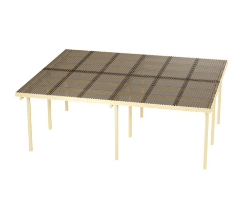 Wiata garażowa dwustanowiskowa Granit II 600 x 500 cm (Słupek 210cm) z dachem poliwęglanowym brązowym 55% Wiata garażowa dwustanowiskowa Granit II 600 x 500 cm (Słupek 210cm) z dachem poliwęglanowym brązowym 55%