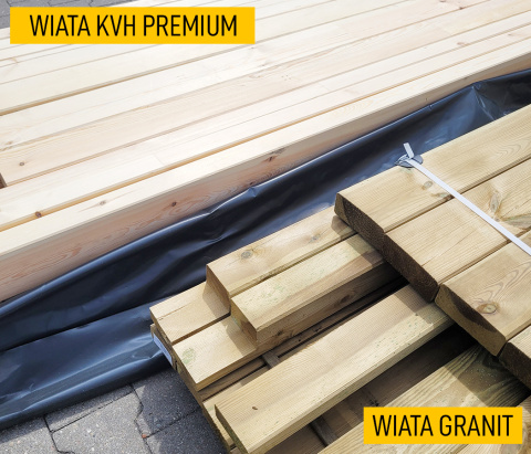 Wiata | KVH Sucha Premium - 500 x 525 cm - słupki 12x12x215 cm garażowa wolnostojąca - zastrzał łuk Wiata | KVH Sucha Premium - 500 x 525 cm - słupki 12x12x215 cm garażowa wolnostojąca - zastrzał łuk