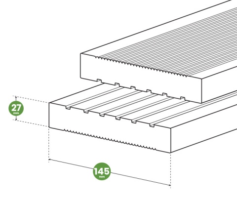 Deska tarasowa | świerkowa sucha 27 x 145 x 4000 mm kl II Deska tarasowa | świerkowa sucha 27 x 145 x 4000 mm kl II